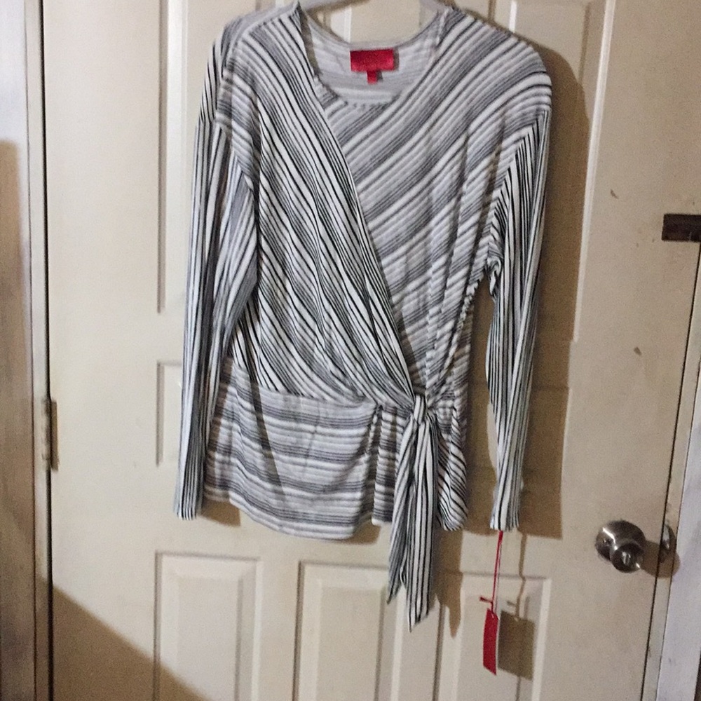 Jennifer Lopez Top Black and White Size L BNWT - Picture 1 of 4